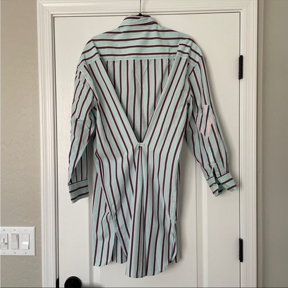 Kerri Rosenthal - Lilli Shirt Dress in Patchwork Stripe Saltwater Size Medium - Picture 10 of 10